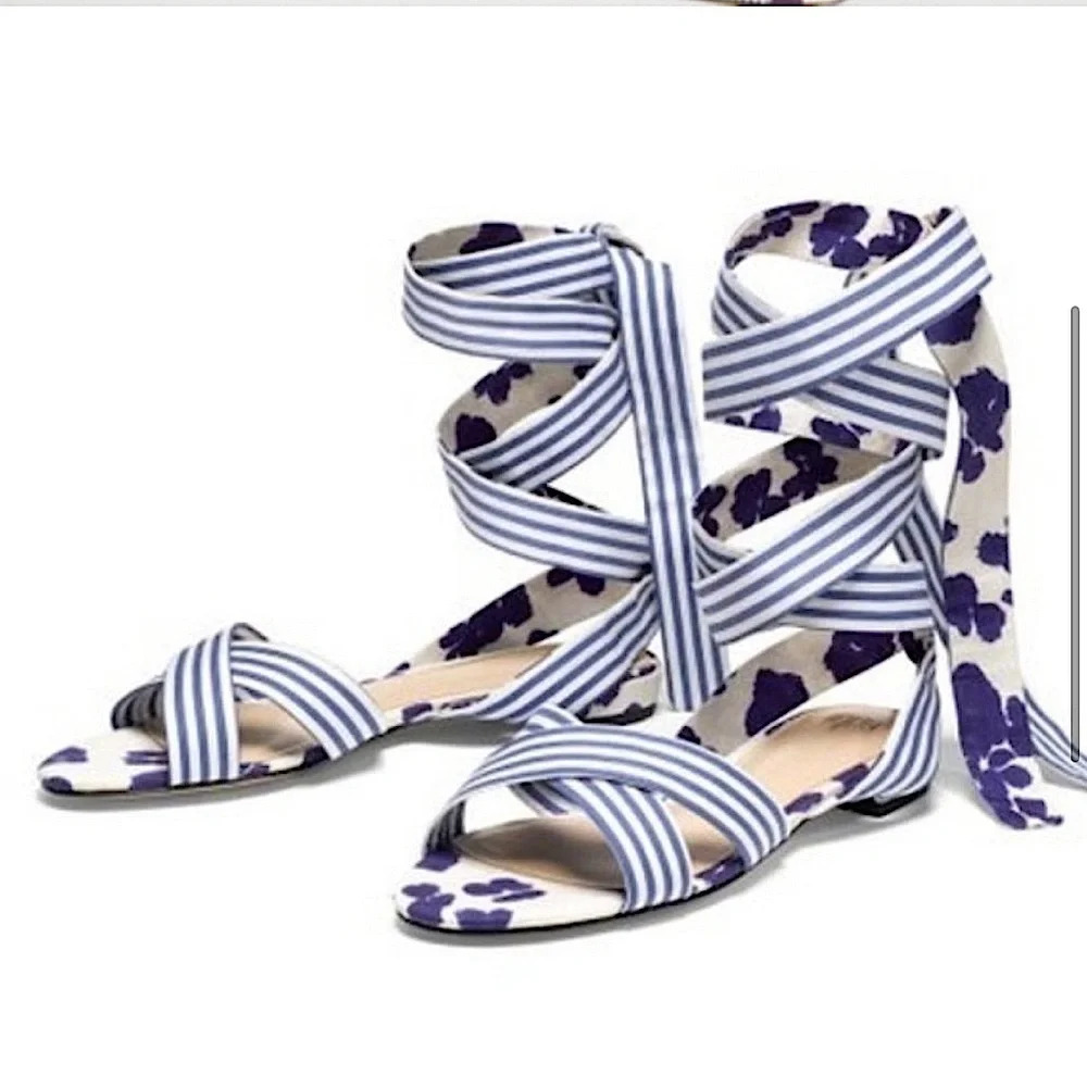 Cabi Blue Watercolor Tied Up Sandal NEW​​​​